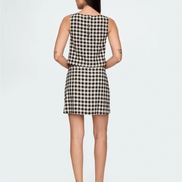 NWT - Gap Linen Blend Mini Skort / Black and Cream Gingham - Picture 2 of 4